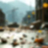 A serene landscape depicting tranquility amidst chaos