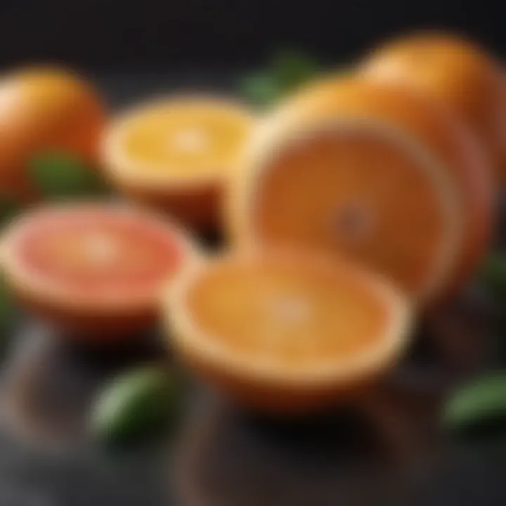 Slices of citrus fruits arranged artistically