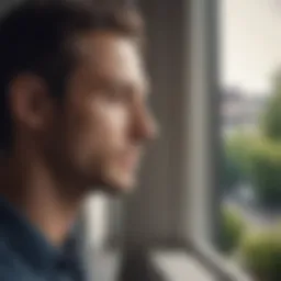 A person gazing thoughtfully out of a window, contemplating their career choices.