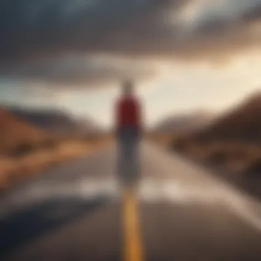 Empowered Decision-Making An individual standing confidently at a crossroads, symbolizing decision-making