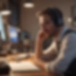 Professional in deep thought at desk