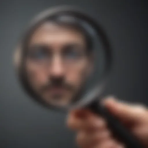 Illustration of a magnifying glass focusing on a manager's skills