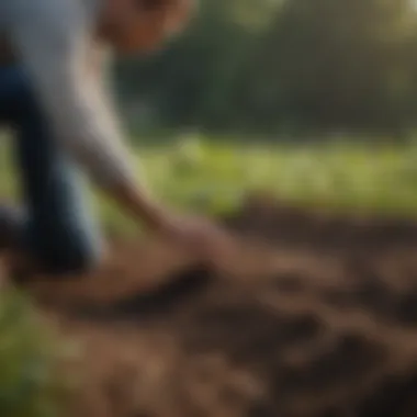 Illustration of a manager planting seeds of growth in a field