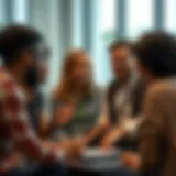 Collaboration among Influential Minds A diverse group of individuals engaged in a collaborative discussion