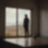 A solitary figure gazing out through a window, symbolizing isolation
