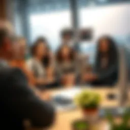 Diverse group of professionals engaging in a job interview setting