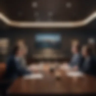 Effective Leadership in Action Dynamic discussion in a boardroom setting
