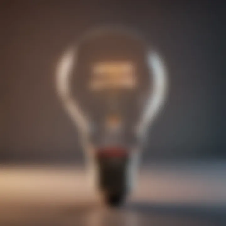 A close-up of a glowing light bulb representing ideas and insights arising from intuition.