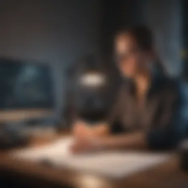 Incorporating Mindfulness Techniques A professional practicing mindfulness at their desk