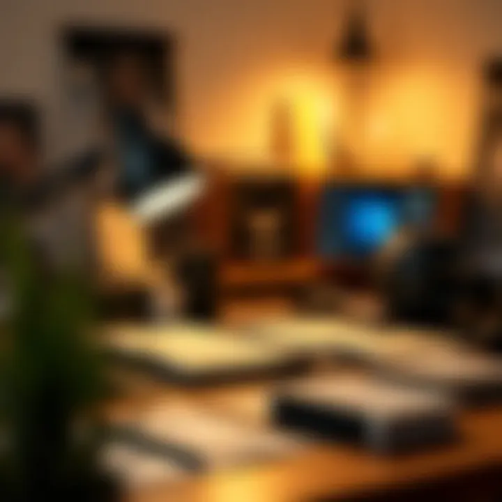 An organized workspace with essential interview materials