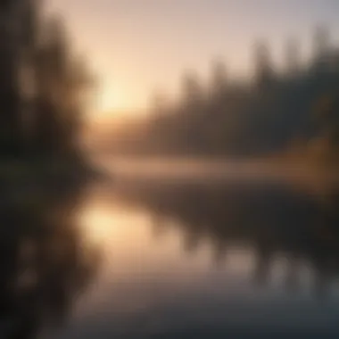 Sunrise over serene lake