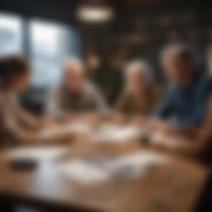 A diverse group of professionals engaged in a collaborative discussion around a table, showcasing generational diversity.