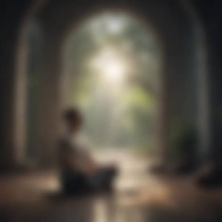A person meditating in a serene environment