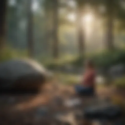 Person practicing mindfulness in a serene setting