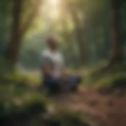 Person meditating in nature
