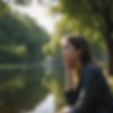 A person looking contemplative in a serene park setting