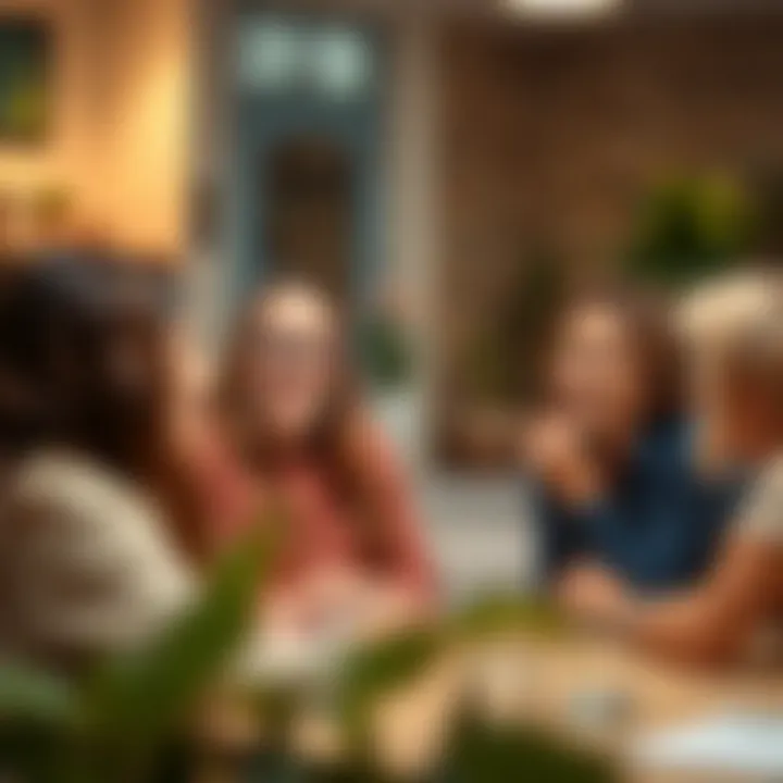 A group of friends engaging in a lively discussion, symbolizing connection.