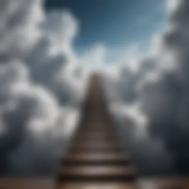 A staircase ascending into the clouds symbolizing growth and aspiration