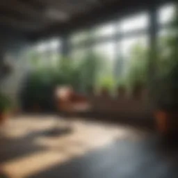 A tranquil workspace with plants and natural light