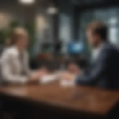 Effective Communication During Resignation Two colleagues discussing in an office setting