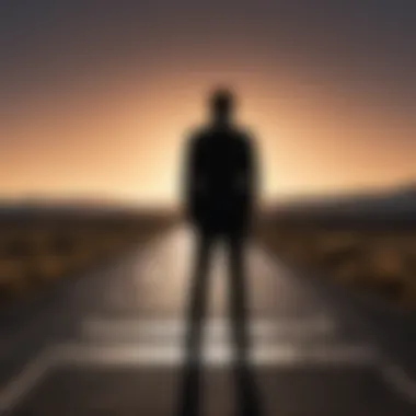 Silhouetted figure standing at a crossroads symbolizing decision-making