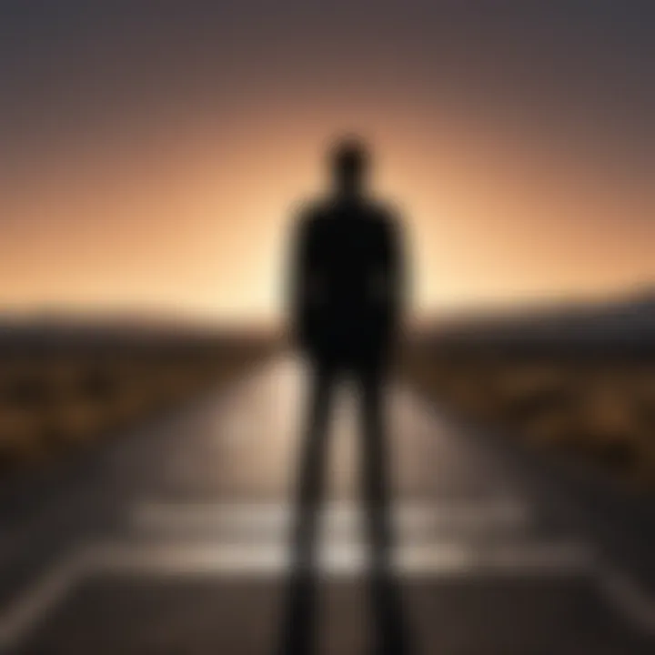 Silhouetted figure standing at a crossroads symbolizing decision-making