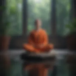 Mindfulness meditation in a serene workspace