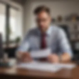 A professional sitting at a desk reviewing a job offer letter with a critical eye.