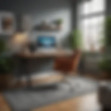 Creating an Effective Home Office for Work-Life Balance A cozy home office setup, showcasing an organized and efficient workspace for a working mom.