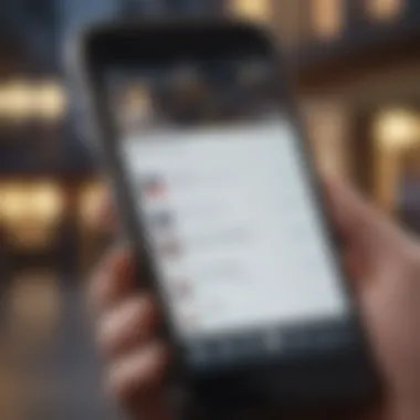 Finding Job Opportunities Through Technology A close-up of a smartphone displaying job listings, symbolizing the use of technology in job searching.