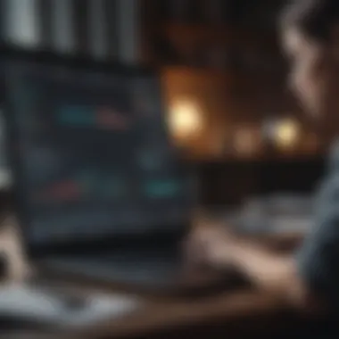 A professional analyzing performance metrics on a laptop.