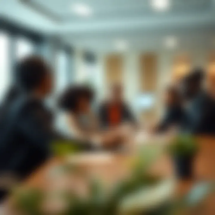 Leadership team discussing diversity initiatives in a conference room