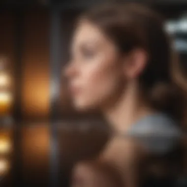 A person reflecting alone in a calm environment