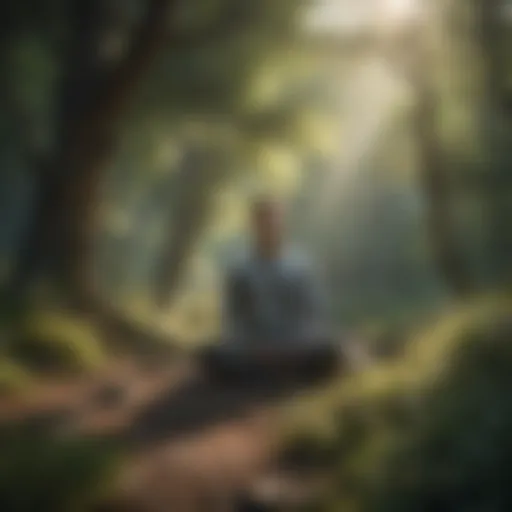 Person meditating in nature