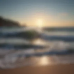 Calm ocean waves gently lapping on shore