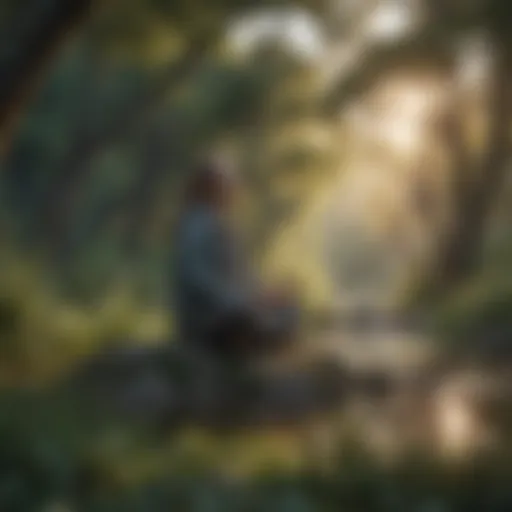 Illustration of person meditating in nature