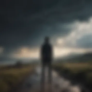 Embracing Resilience Amidst Adversity Silhouette of a person standing strong against a storm
