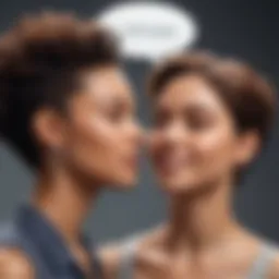 Illustration depicting diverse gender pronouns in speech bubbles