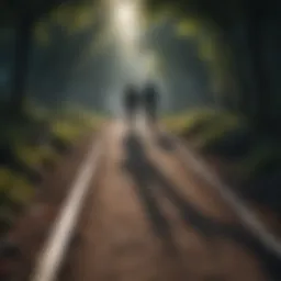 Silhouettes of two individuals walking away in opposite directions