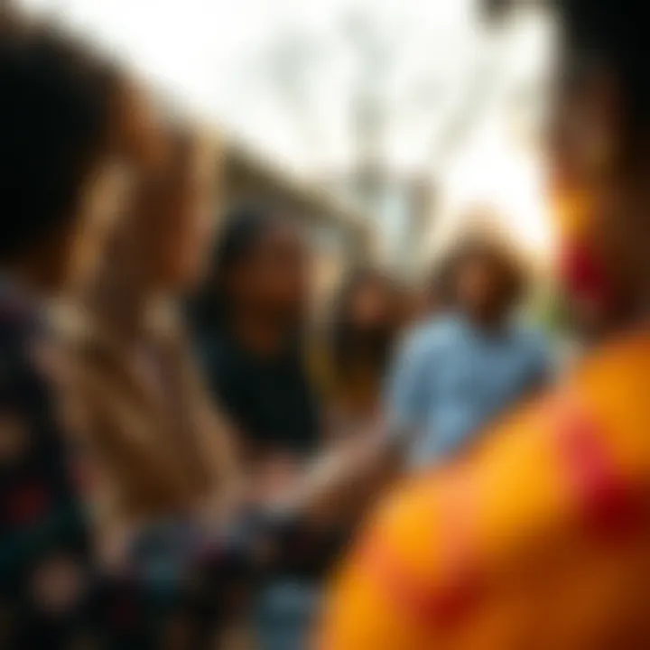 Community members engaging in a supportive discussion