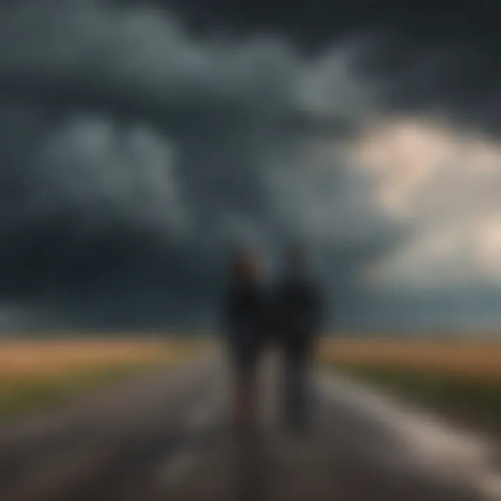 Dark storm clouds looming over a couple symbolizing the presence of toxicity in their relationship