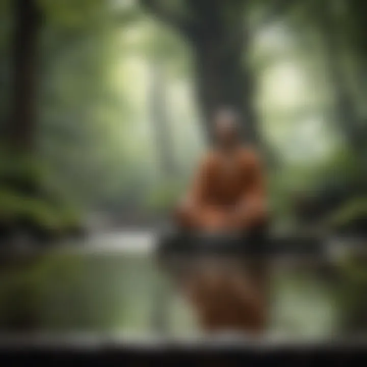 A mindfulness exercise in a tranquil setting illustrating focus and concentration.