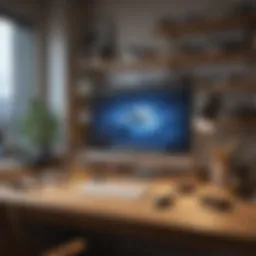 A serene workspace with an organized desk
