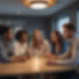 A diverse group brainstorming in an office setting