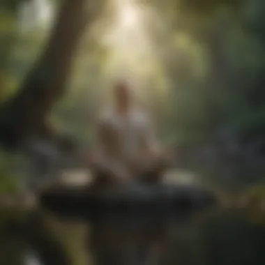 Person meditating in a peaceful setting