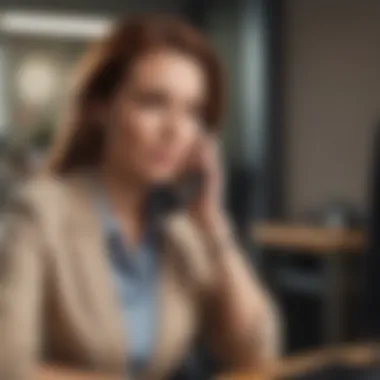 HR Preparation for Sensitive Discussions A thoughtful HR professional preparing for a phone call regarding employee termination.