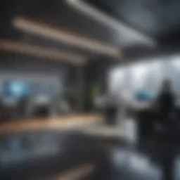A futuristic workplace showcasing advanced technology