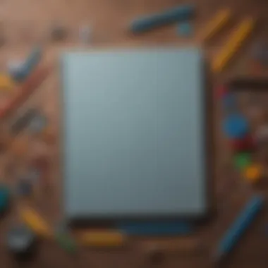 Tools of Creativity An open notebook with colorful art supplies, symbolizing creativity