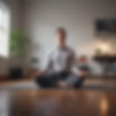 Mindfulness Practices for Workplace Wellness A person meditating in an office setting representing mindfulness