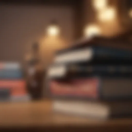 A stack of influential books with a modern aesthetic